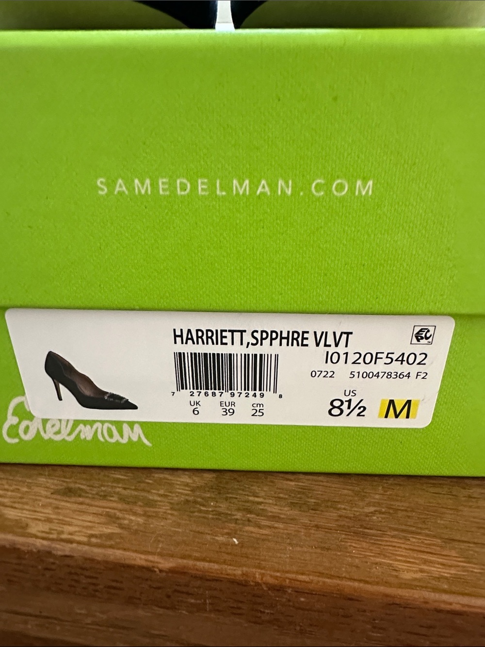 Sam Edelman Velvet Pointed-Toe Pumps with Crystal Buckle in Sapphire size 8.5 M - Picture 5 of 5